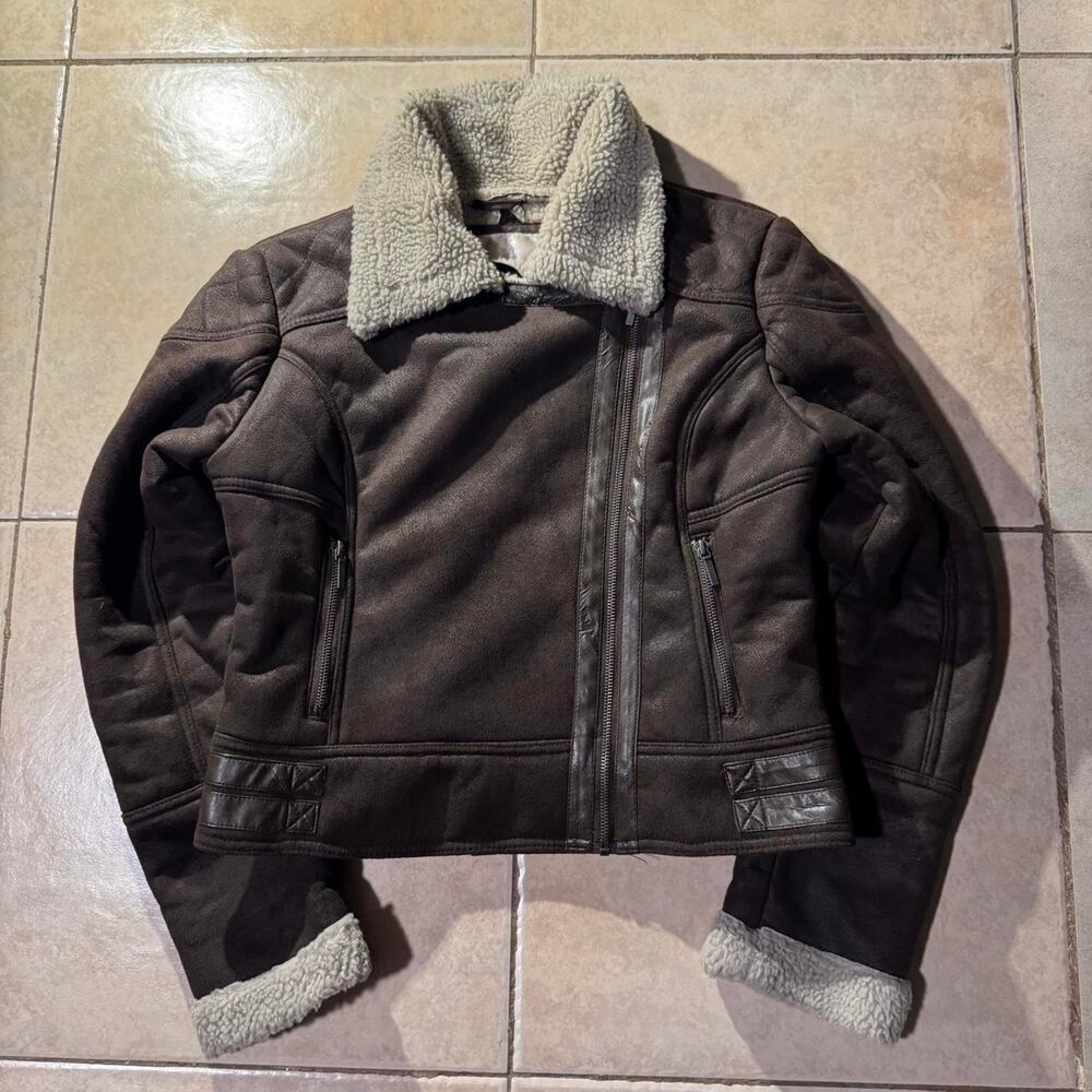 Vintage y2k brown leather jacket Size L in Womens